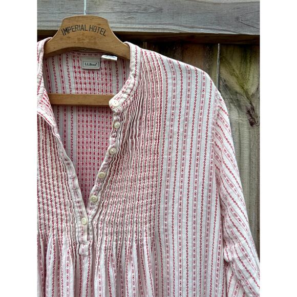 LL BEAN COTTAGE NIGHTGOWN — RED STRIPE - Picture 5 of 9